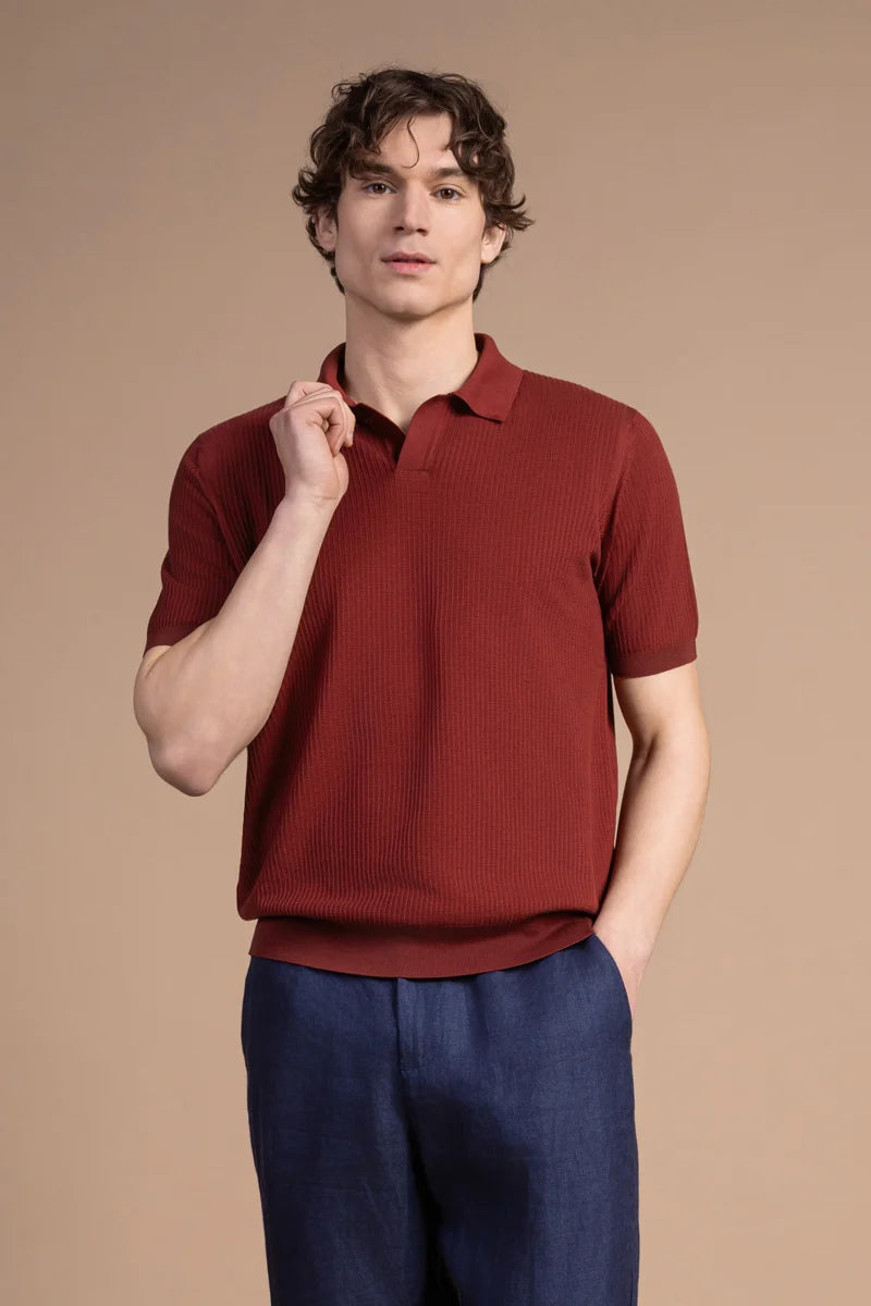 Polo in cotone testurizzato