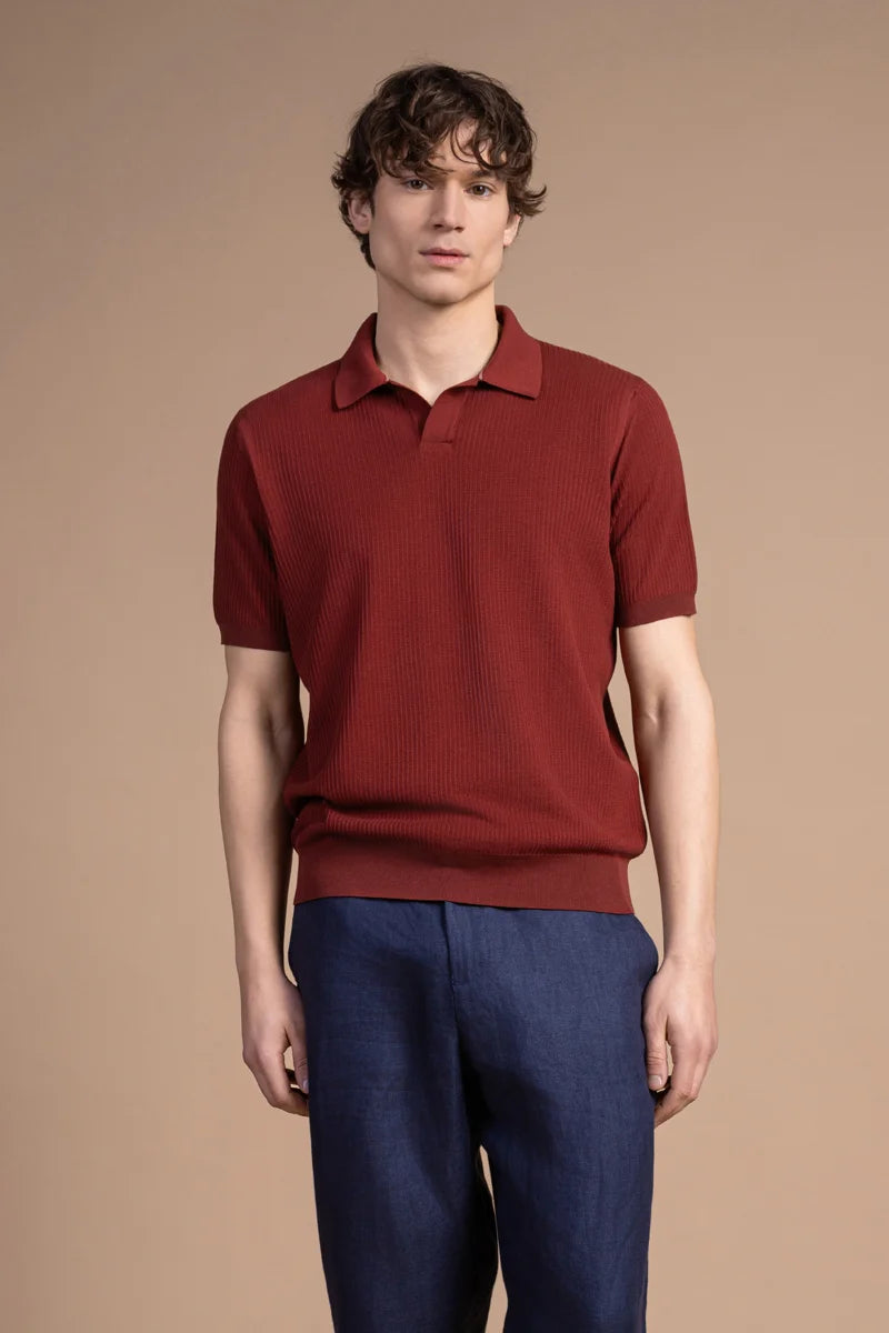 Polo in cotone testurizzato