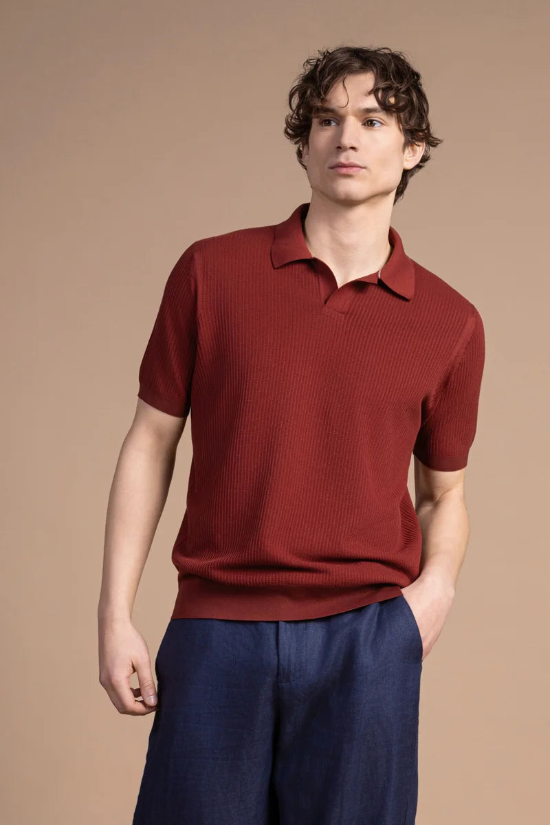 Polo in cotone testurizzato