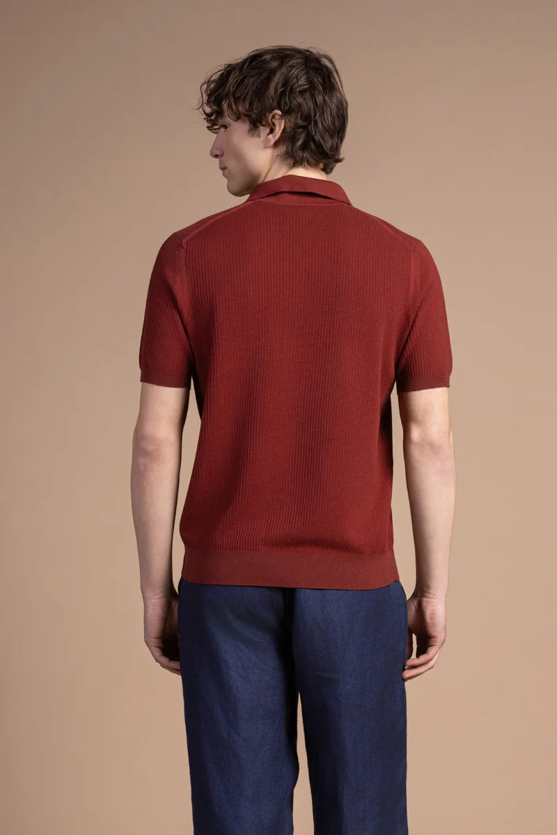 Polo in cotone testurizzato