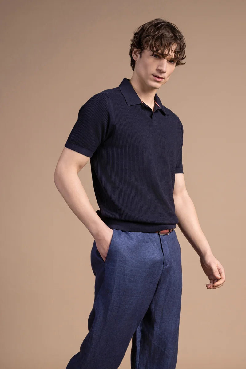 Polo in cotone testurizzato