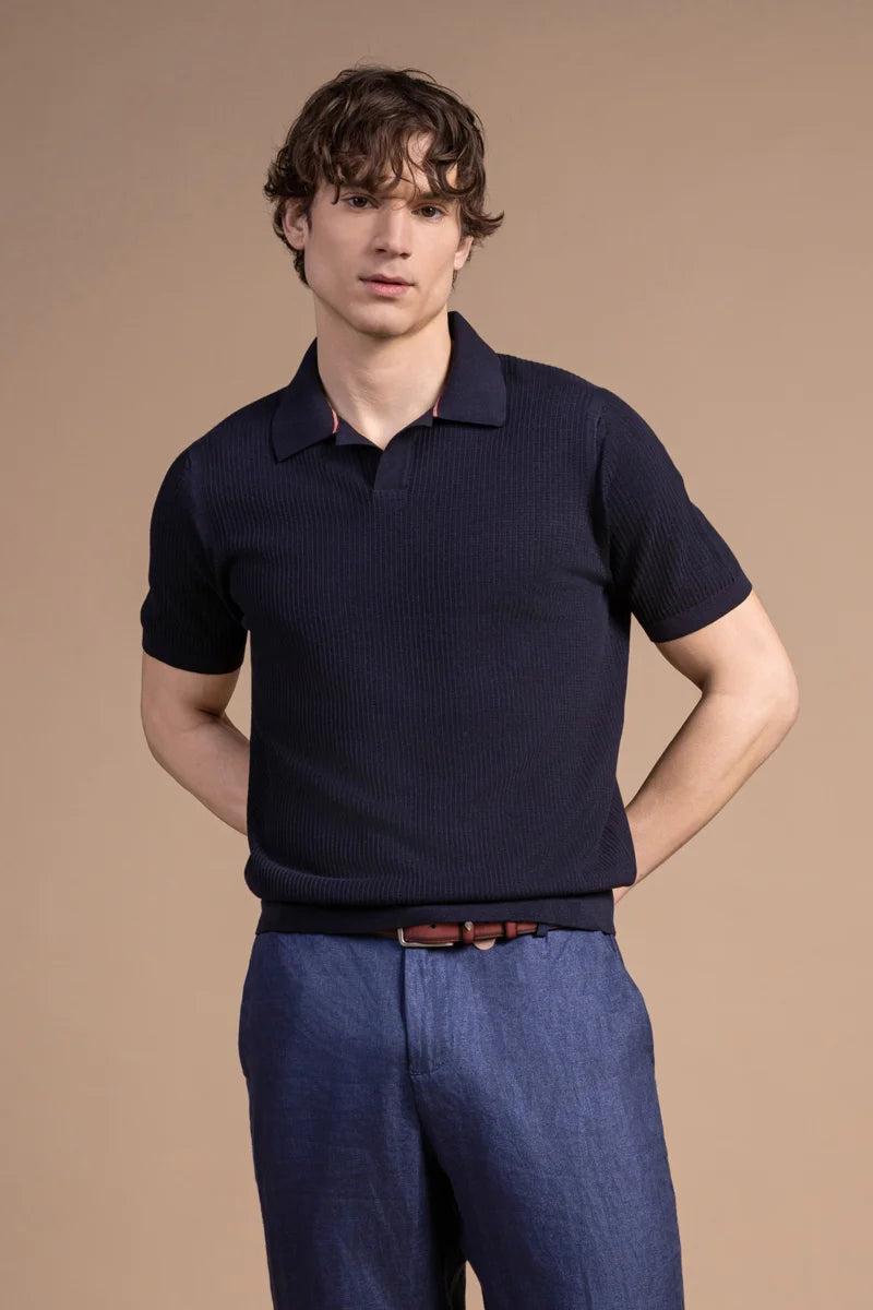 Polo in cotone testurizzato