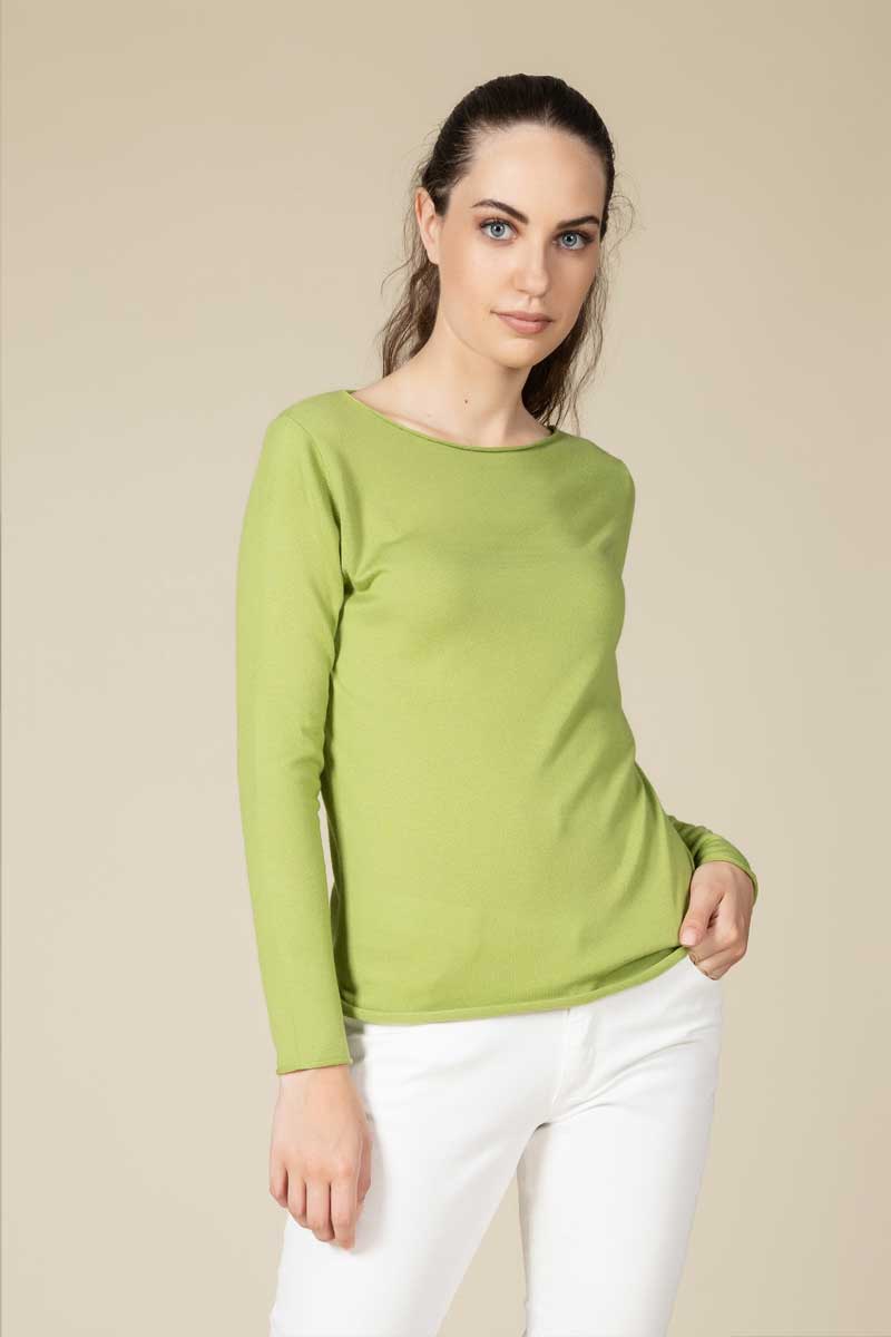 Maglia scollo a barchetta Verde acido Cains Moore
